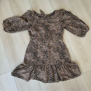 Anthropologie Maeve Knit Cut-Out Mini Dress Leopard